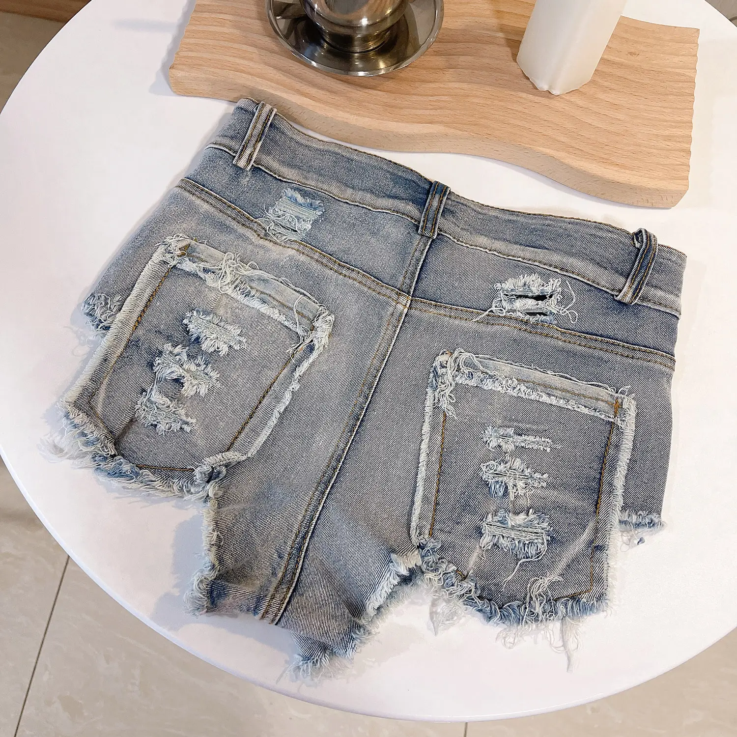 New Women's Sexy High Waist Raw Edge Skinny Denim Shorts For Summer Holidays