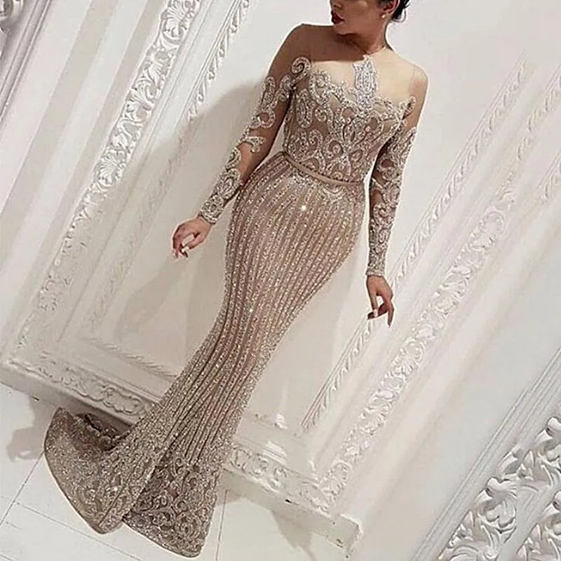 New Arrival Sexy Prom Dresses Women Long Sleeve Bo...