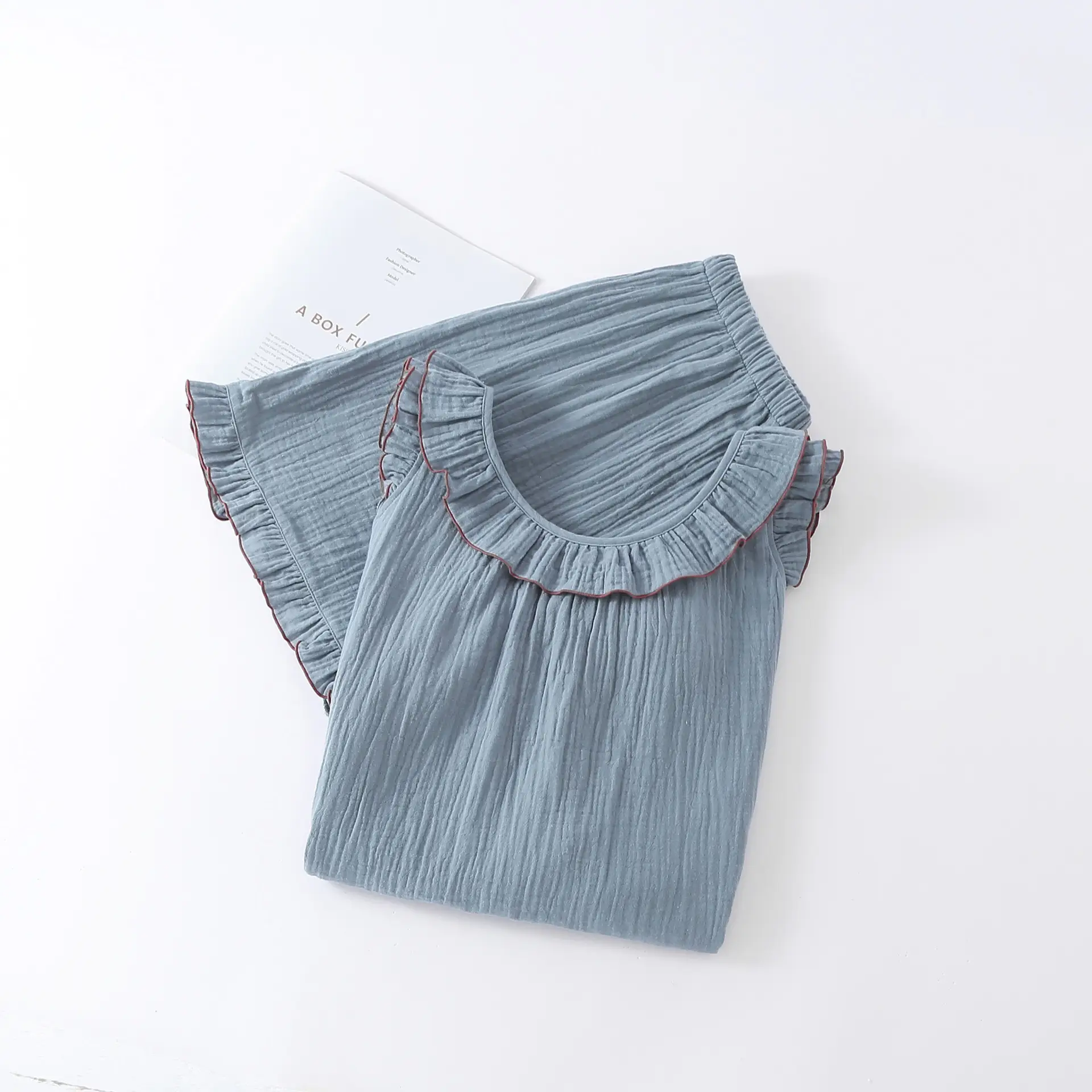 Summer lace Sleepwear Women's Thin Short Sleeve Home Clothes Set Can Wear out Short Pants Cotton Home