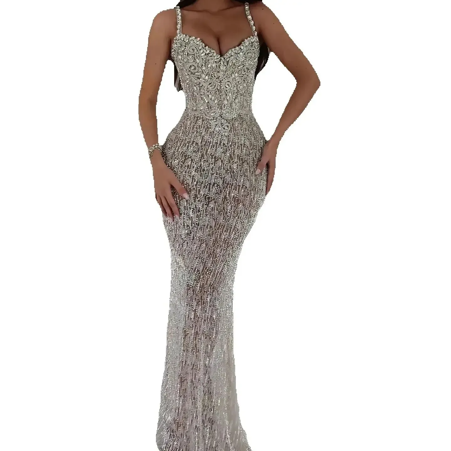 Gorgeous Crystal Prom Dresses Elegant Beaded Spagh...