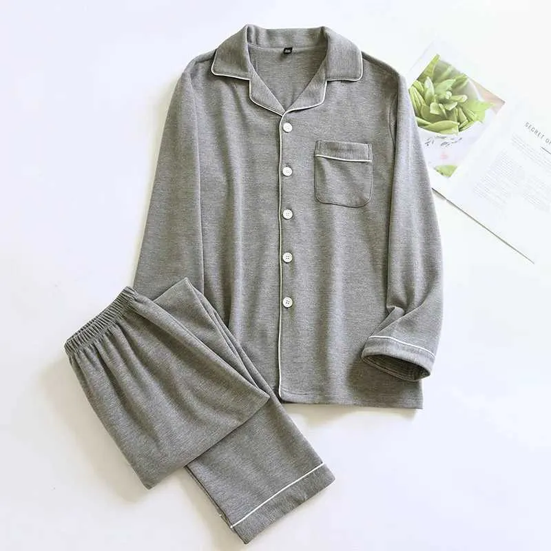 Winter Men Pajamas Japanese Style Sleepwear 2 Piec...