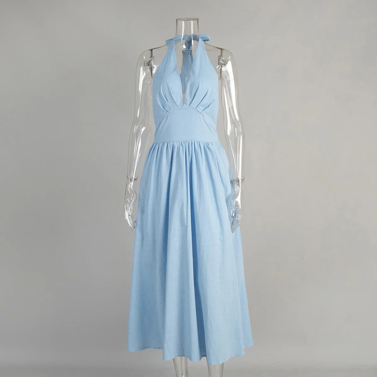 Cotton Long Dress for Women Spring Summer Waist Ti...