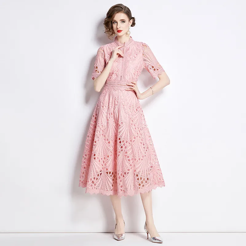 High-End Lace Patchwork Dress For Women Slimming W...