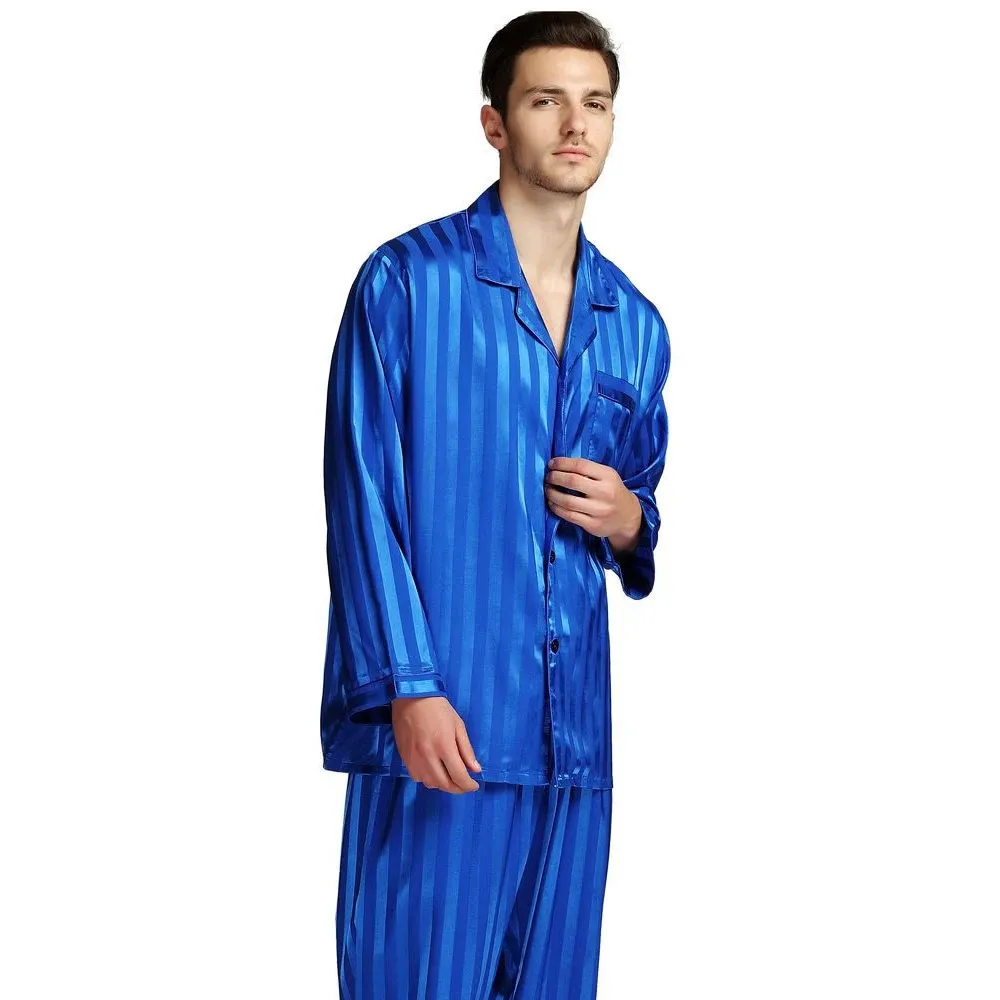 Mens Silk Satin Pajamas Set Pajama Pyjamas Set Sle...