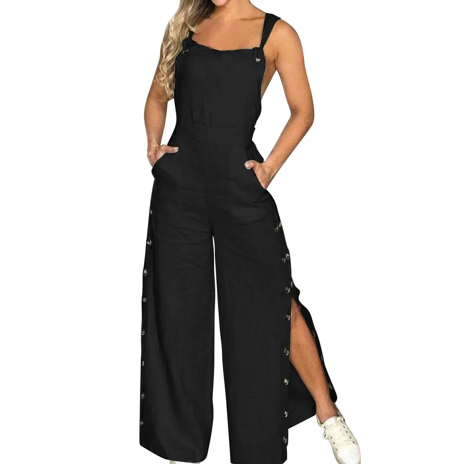Womens Sleeveless Jumpsuit Rompers Ladies Solid Wi...