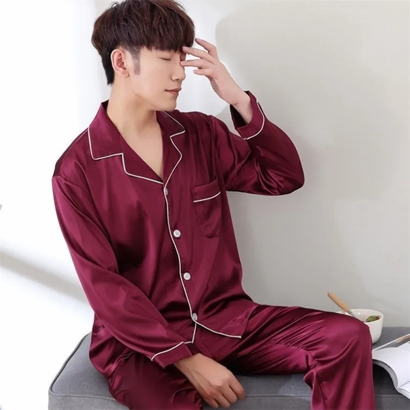 Pajama Suit Satin Silk Pajamas Sets Couple Sleepwe...