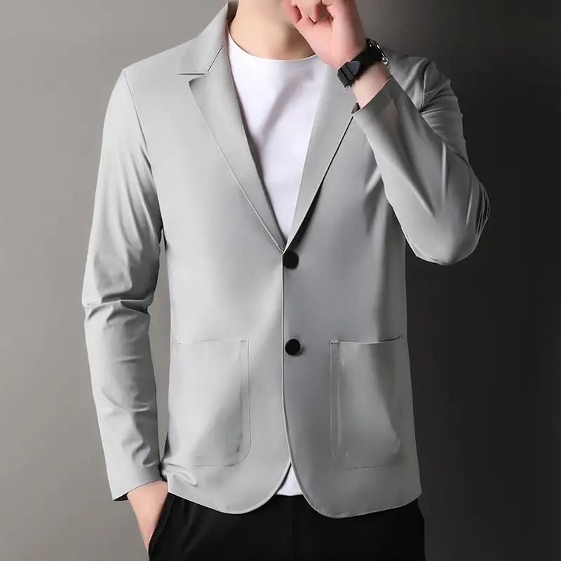 Men's Lightweight Summer Suit Jacket - Ultra-Thin Breathable High Elasticity Ice Silk Sun Protection Casual Blazer