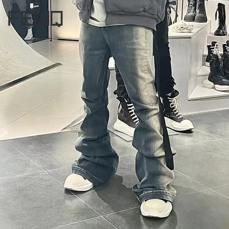 Men's Jeans Washed Gradient Mopping Casual Trend Retro Fashion Bell Bottom Pants High Street