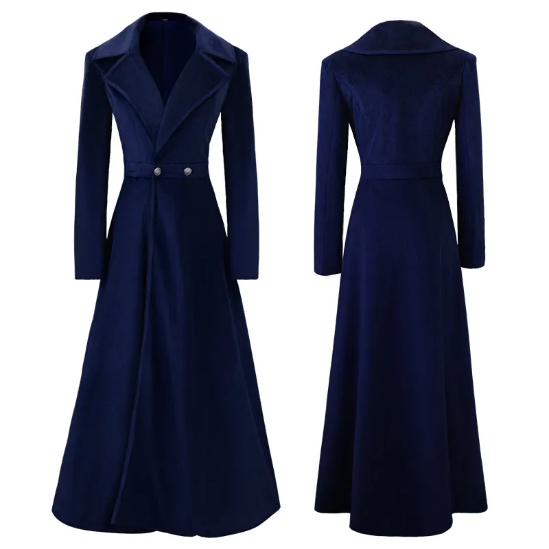Women's Trench Coats Coat Medieval Deep V Long Dress Windbreaker For Women Steampunk Overcoat