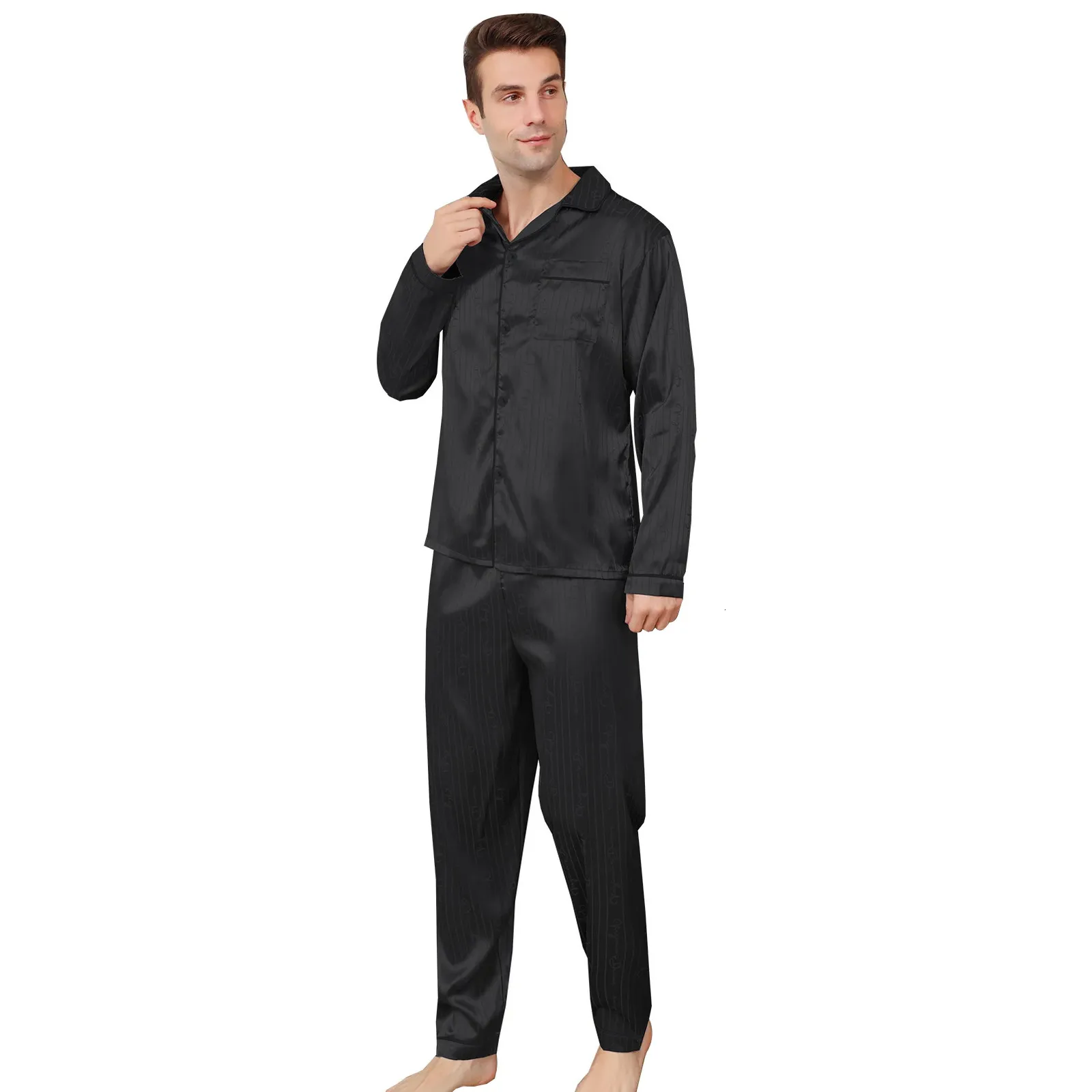 Mens Pajamas Long Sleeves Summer Ice Beautiful Home Clothes Mens Spring And Autumn Casual Thin Cardigan Can Wear Out Two Suits