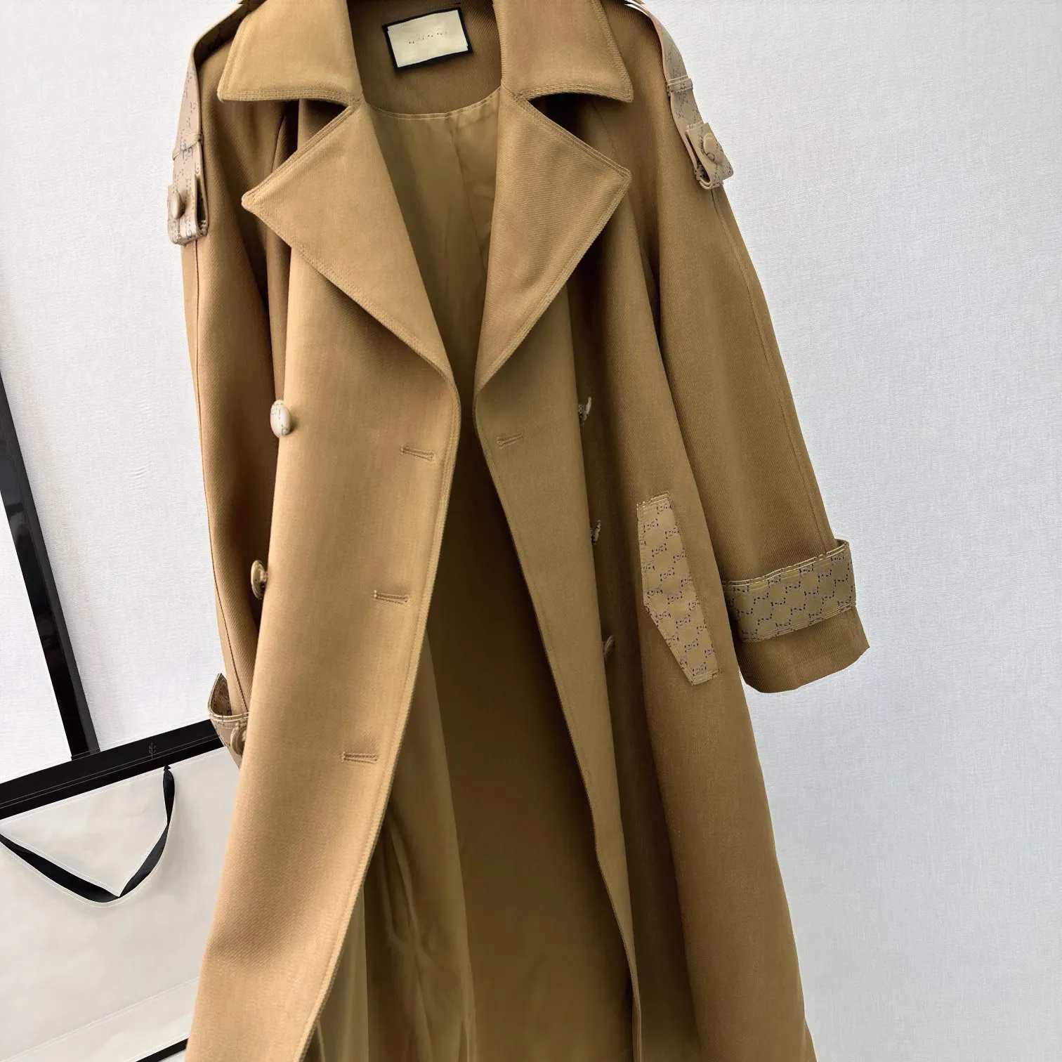 Women Trench Coats Body Letter Print Jacket Coat Female Casual Long Trenchs Coat