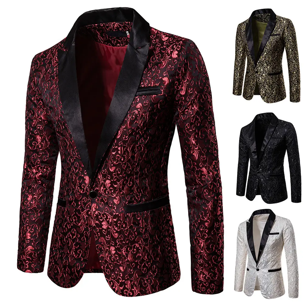 Men's Paisley Tuxedo One Button Dress Suit Floral For Dinner Party Prom Wedding