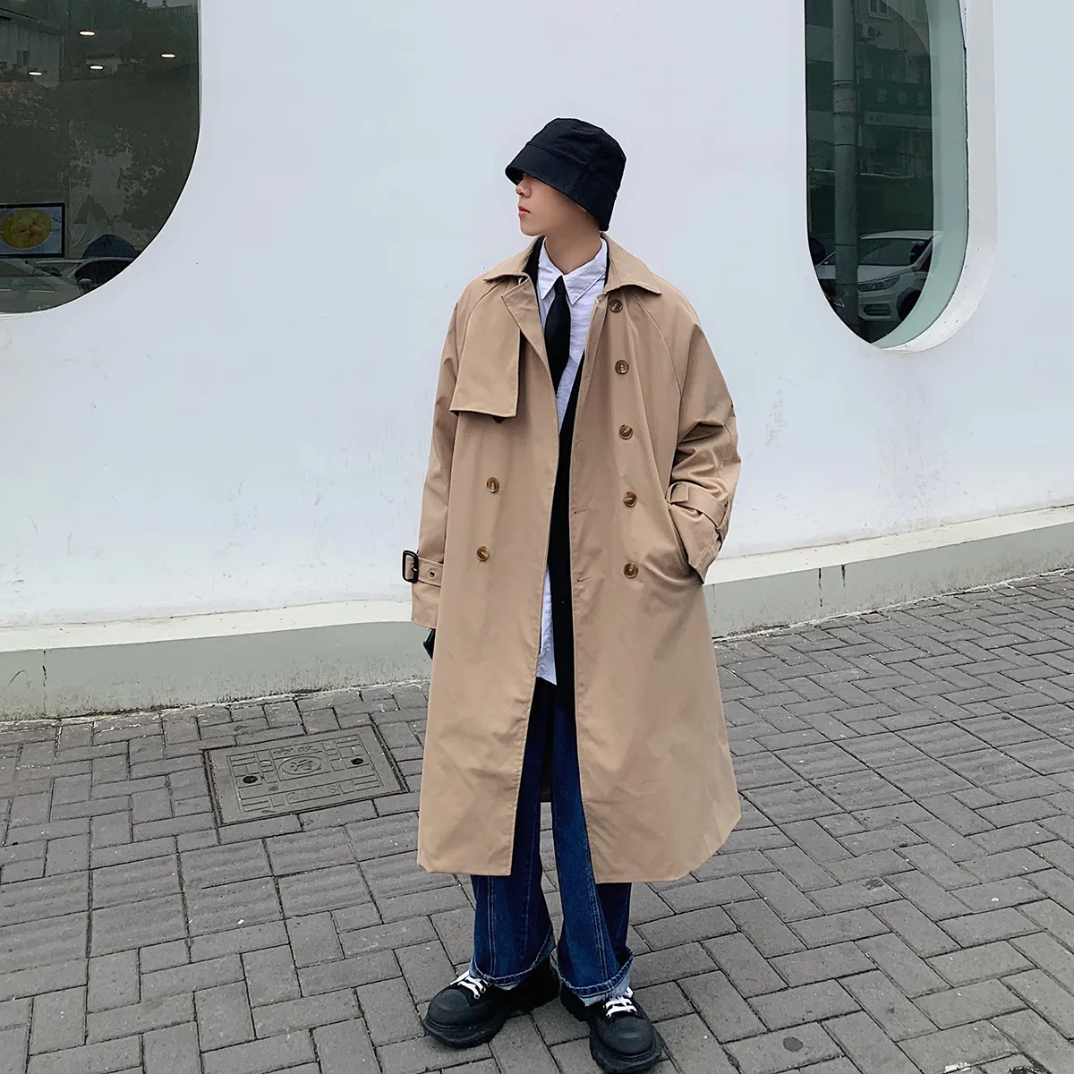 Men's Trench Coats Men Fashion Autumn Men Long Jac...