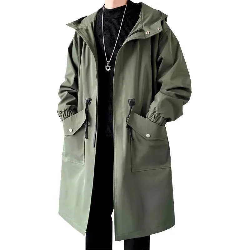 New Men Trench Coat Men Jacket Overcoat Casual Men's Windbreakers Solid Color Men Fashion Outwear