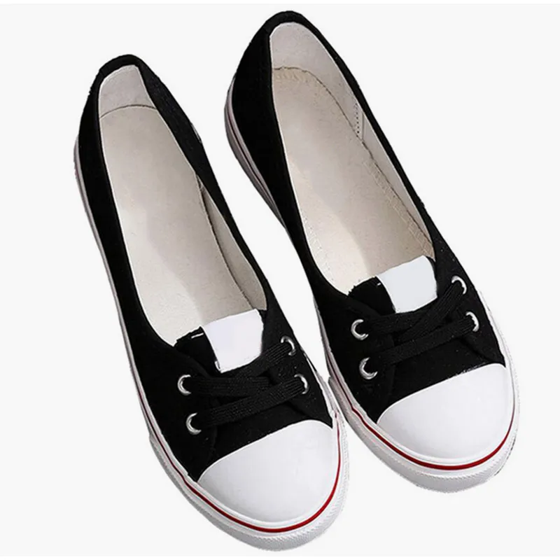 Casual Women Flats Lace up Shallow Autumn Fashion Comfortable Female Canvas Loafers Vulcanized Shoes Ladies Footwear