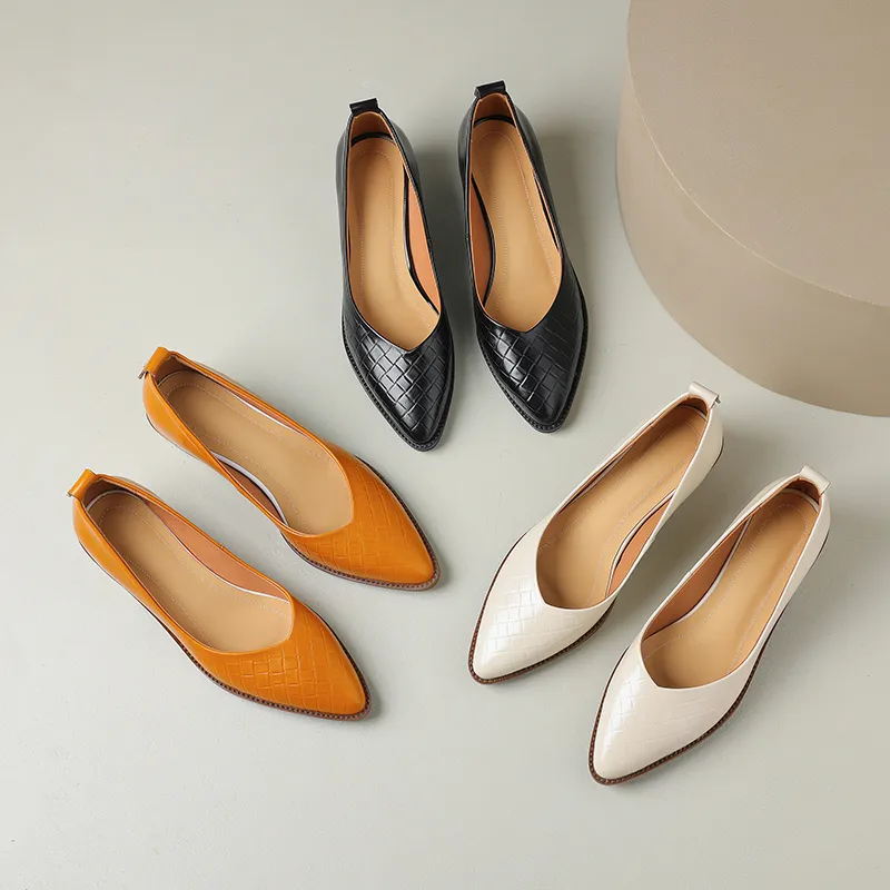 Spring Pointed Toe Med Heel Solid Casual Ladies Lo...