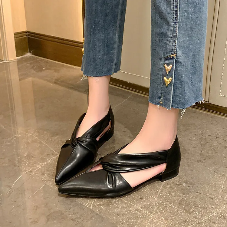 Women Pointed Toe Flat Shoes Loafers Soft Bottom B...