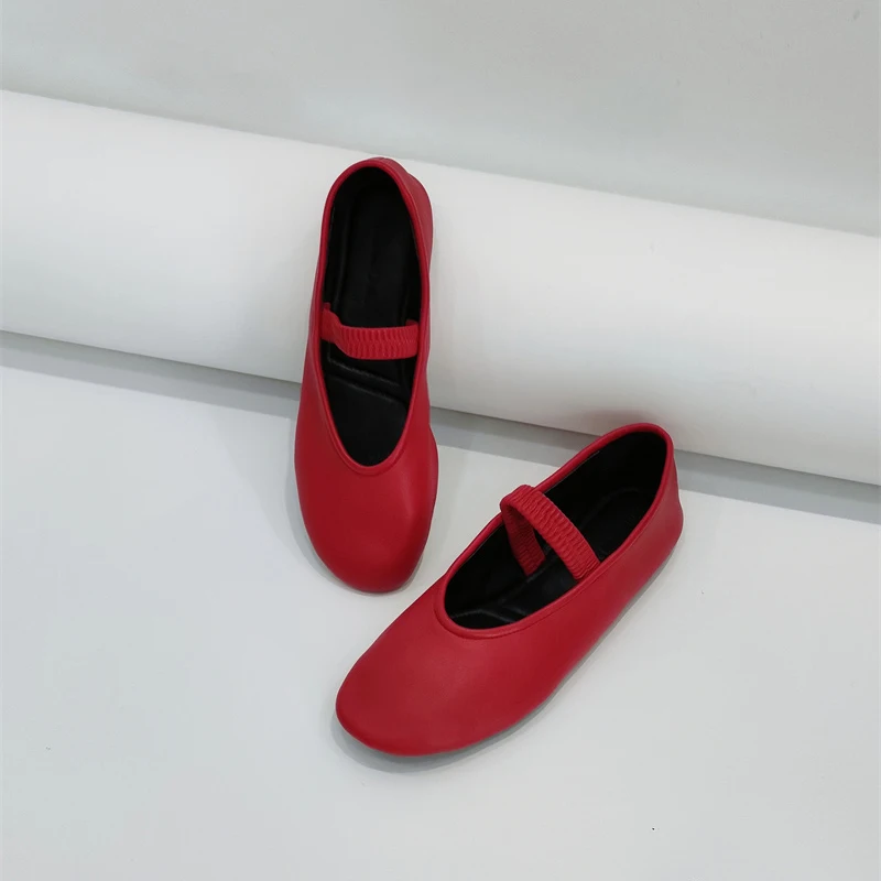 Cowhide Minimalist Ballet For Women French Soft Strap Mary Shoes Casual Comfortable Commuter Walking Shoes For Spring And Autumn