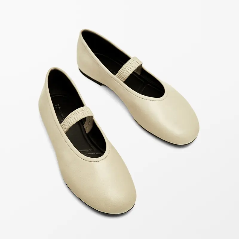 Cowhide Minimalist Ballet For Women French Soft St...