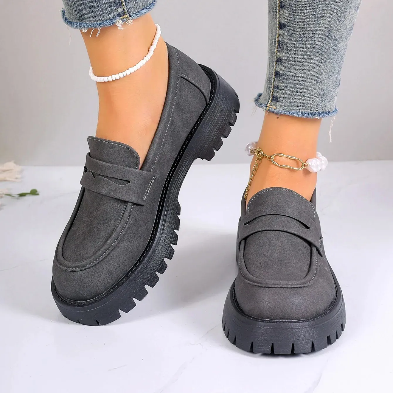 Shoes Women Plus Size Loafers Women British Style Platform Shoes Office Ladies Light Casual Designer Shoes Zapatos De Mujer
