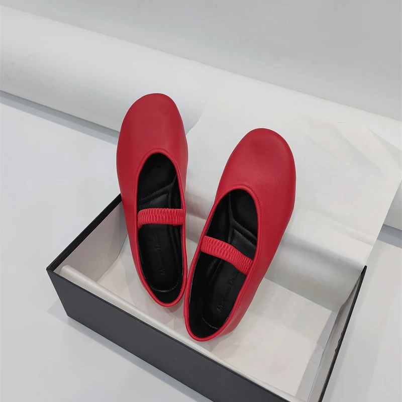 Cowhide Minimalist Ballet For Women French Soft Strap Mary Shoes Casual Comfortable Commuter Walking Shoes For Spring And Autumn