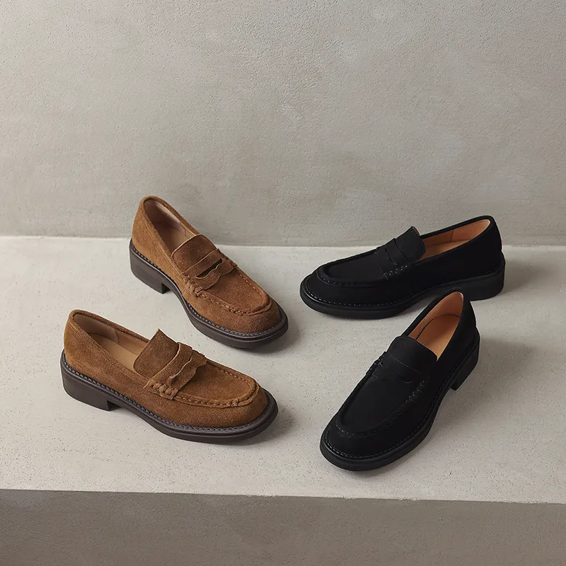 Autumn/Spring Loafers Genuine Leather for Round To...