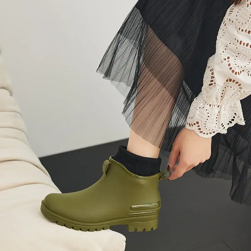 Platform Women's Garden Galoshes Waterproof Rubber Female Non Slip Rain Fishing Waders Water Chelsea Boots