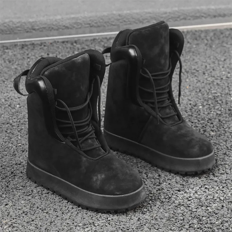 Men Bread Big Winter Velvet Warm High Top Casual Shoes Trendy And Versatile Workwear Cotton Boots