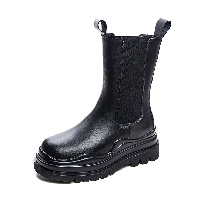 Women's Genuine Leather Fall Winter New Platform Large Size Chelsea Ankle Boots