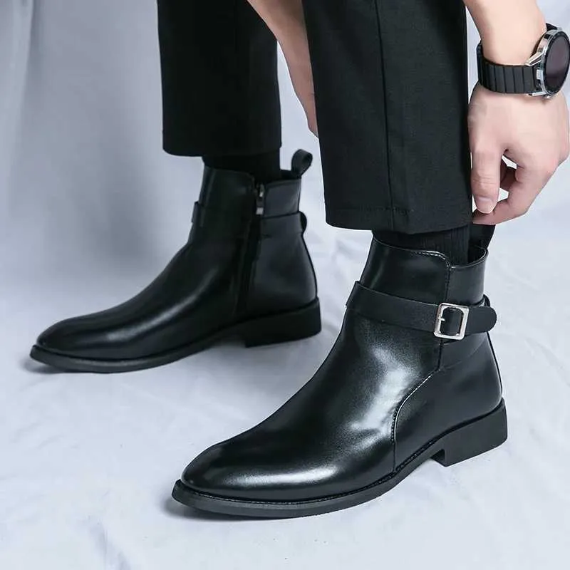 Men Motorcycle Boots Leather Classic Male Low Top ...
