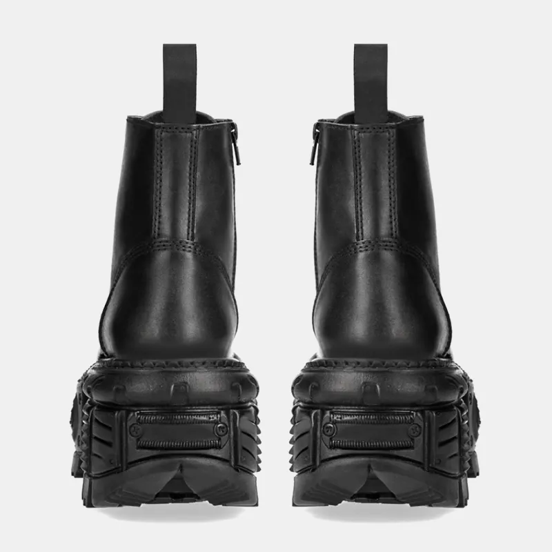 Retro Rock Boots Both Men New Dark Punk Leather Metal Top Platform Boots