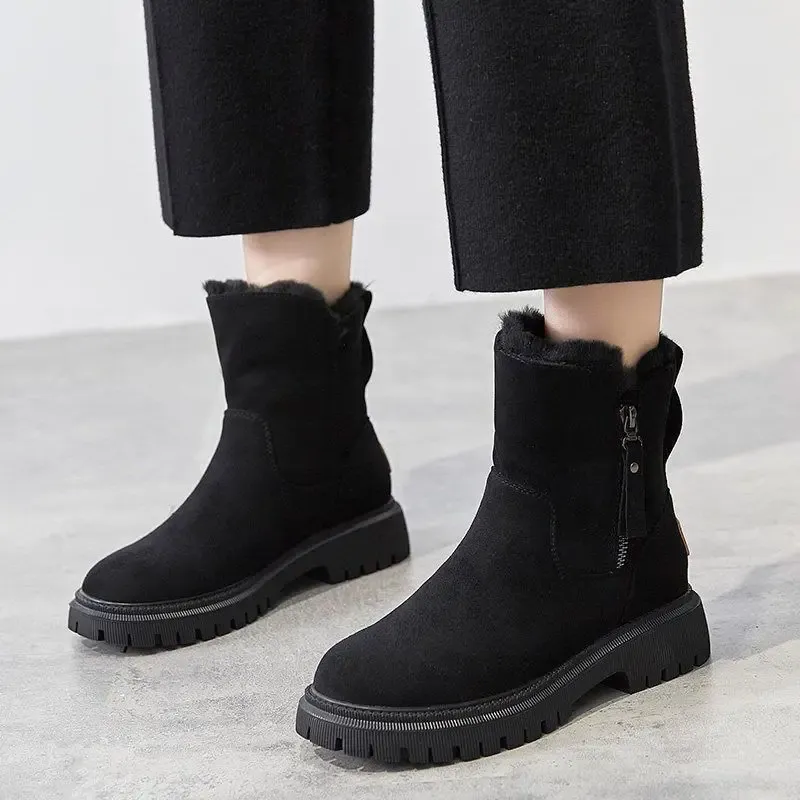 Winter Cashmere Women's Warm Boots Thick Cotton Shoes Northeastern Style Women's Footwear