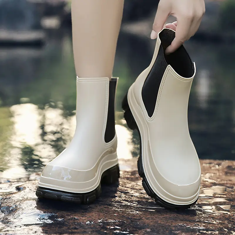 Women's Mid Calf Chelsea New Fashion Non Slip Rubb...