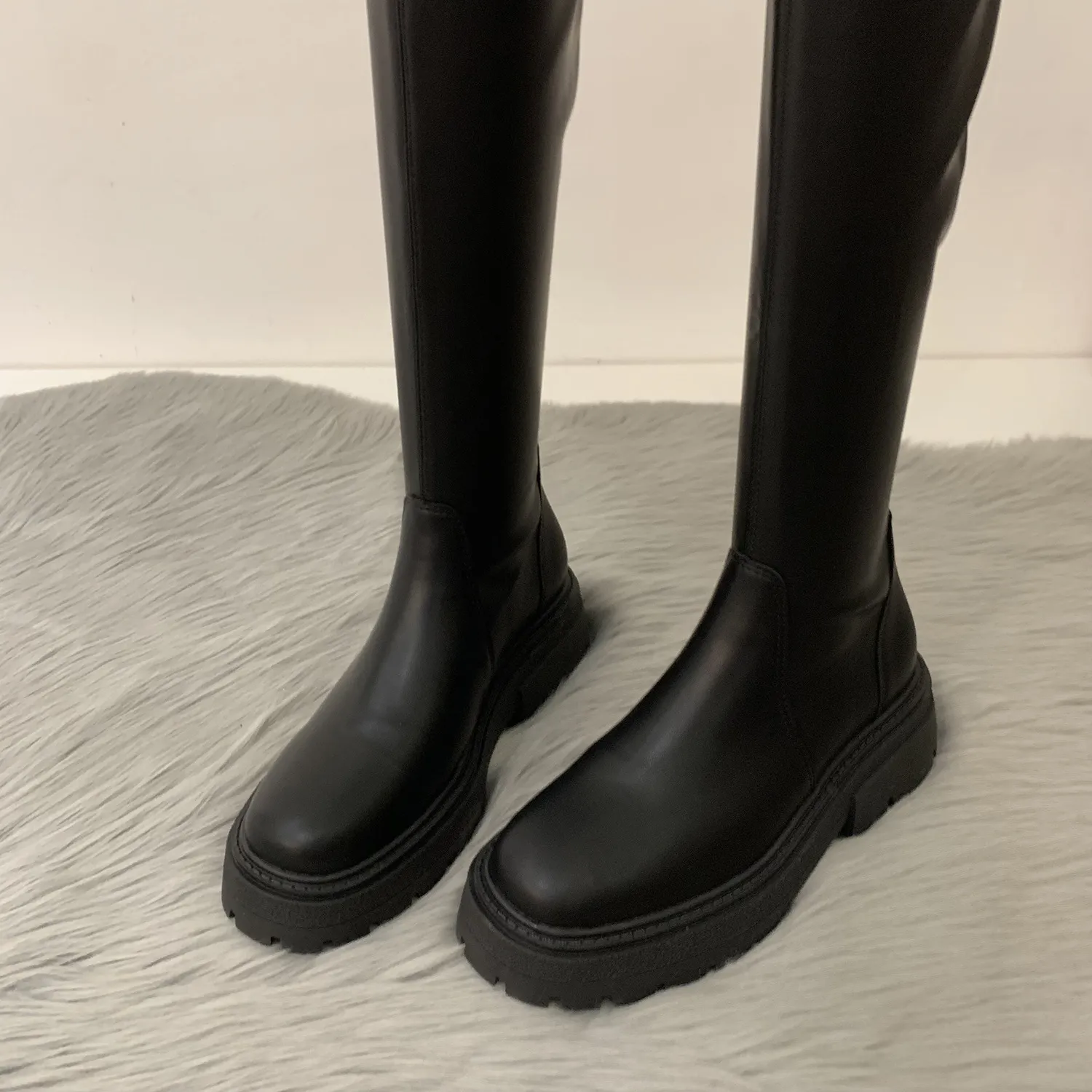Long For Women Fashion Slip On Square Heel Over the Knee High Boots Winter Shoes