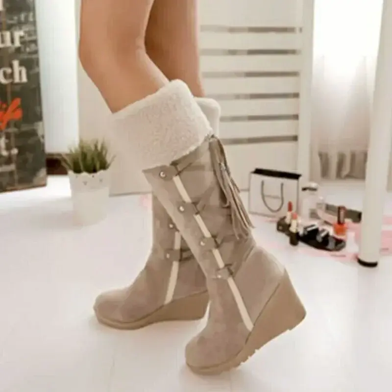 Women Shoes Warm Knee High Boots Ladies Wedge Heels Boots