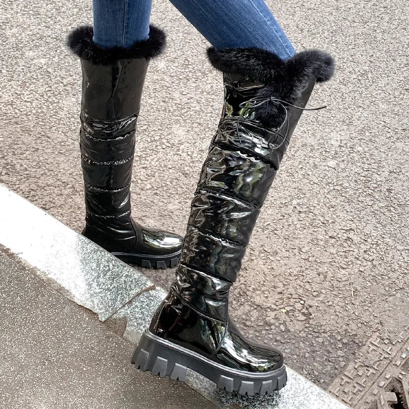 Women Shoes Waterproof Down Over the Knee Boots Female Fur Warm Plush Winter Shoes Long Boot Ladies