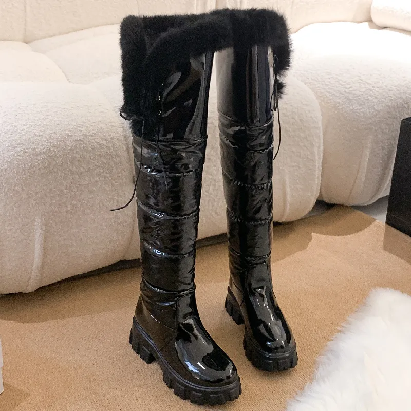 Women Shoes Waterproof Down Over the Knee Boots Female Fur Warm Plush Winter Shoes Long Boot Ladies