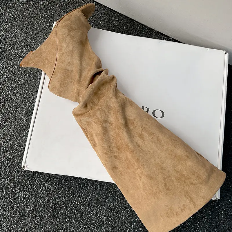 Wedge Peep Toe Sandal Boots Over-the-knee High Boots Strange Super High Heel Side Zip Stretch Fabric Solid Spring Women Shoes