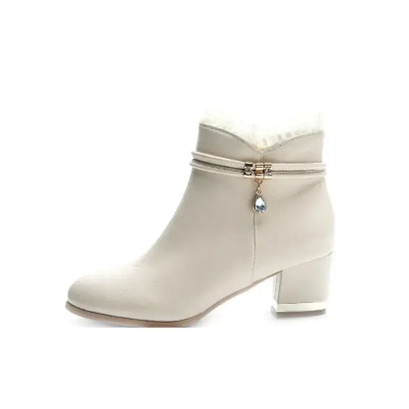 Women's Genuine Leather Autumn Warm Fashionable Ankle Boots