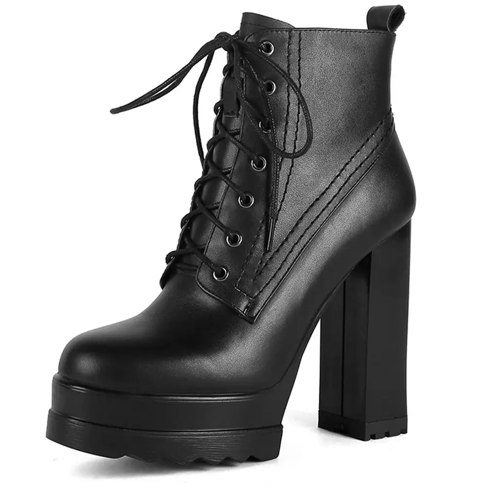 Women's Ankle Platform High Heels Lace Up Fashion ...