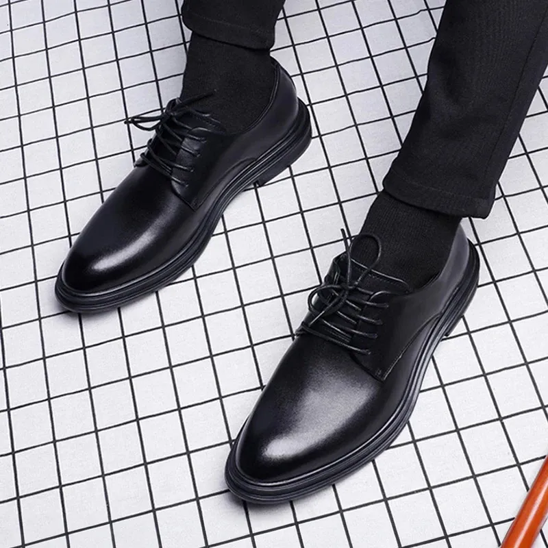 Men's Soft Leather Wedding and Business Dress Shoes, Breathable Genuine Leather for Summer Use