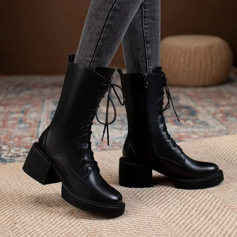 Women's Half High Round Toe Mid Calf Comfortable Boots