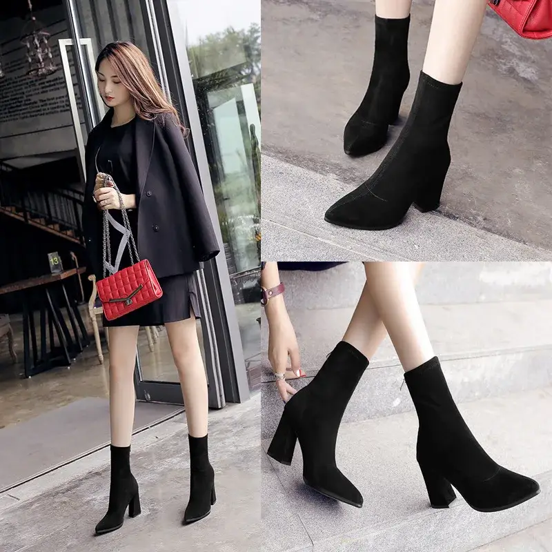 Women's Autumn Winter New Elastic Winter Thick Hee...