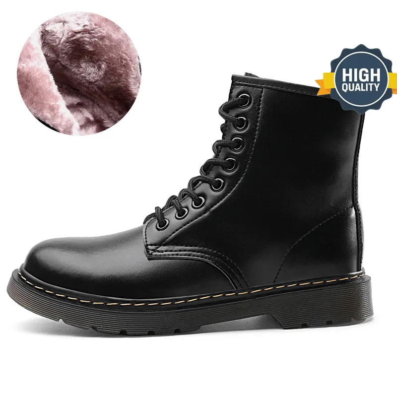 Men's Genuine Leather Ankle Boots Thick Heel Snow Footwear