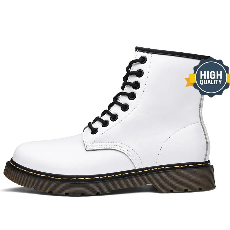 Men's Genuine Leather Ankle Boots Thick Heel Snow ...