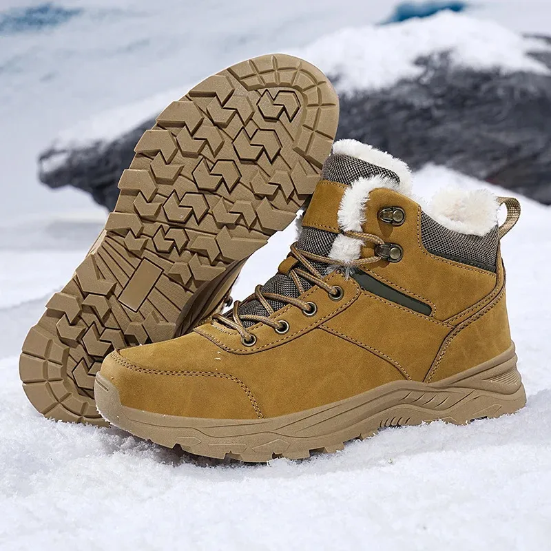 Men's Waterproof Leather Sports Super Warm Outdoor Hiking Work Travel Winter Boots