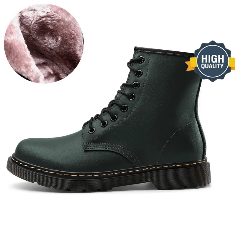 Men's Genuine Leather Ankle Boots Thick Heel Snow Footwear