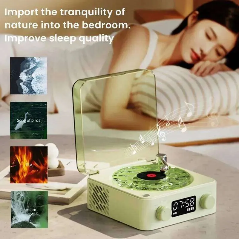 Bluetooth Retro Turntable White Noise Sleep Aid Speaker with RGB Ambient Light