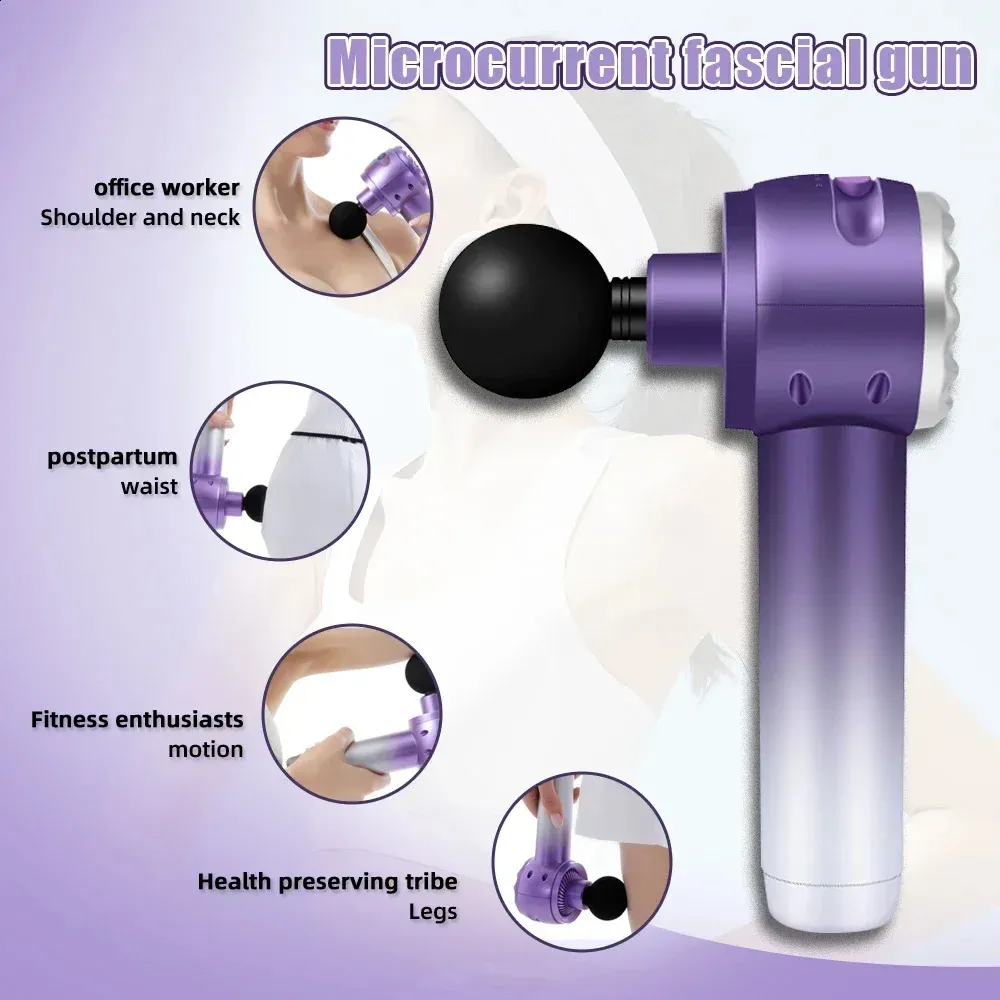 Portable Fascia Gun Vibration Massager for Body Neck Back Deep Muscle Relaxation Slimming Tool with Heat Compress Head