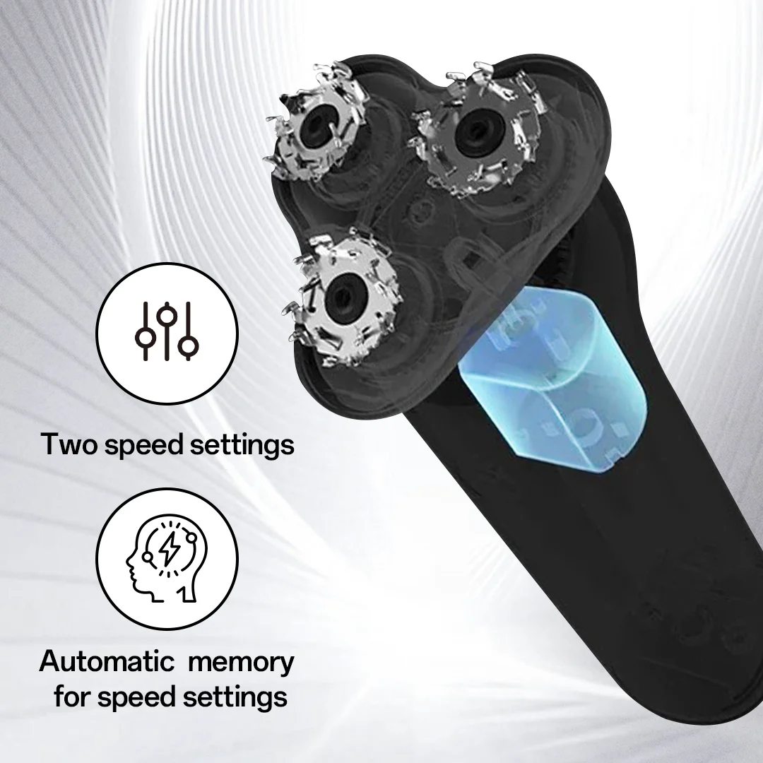 Men’s Electric Shaver 3D Floating Triple Blade Wet Dry Cordless Razor with LED Display Quiet Operation